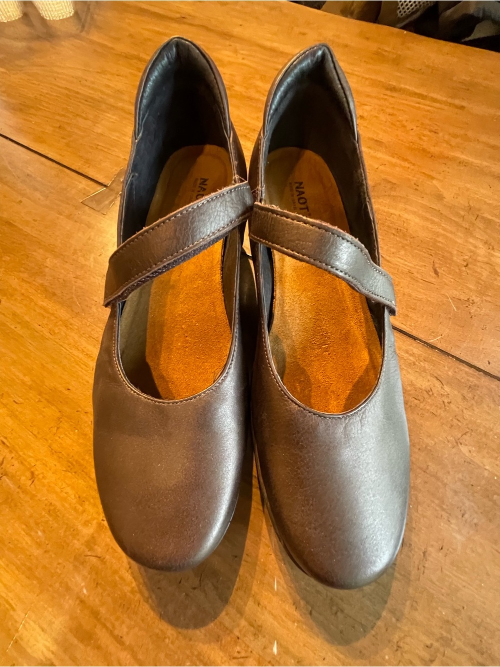 Naot Brown/Bronze 2 inch heeled casual shoe with Velcro Strap